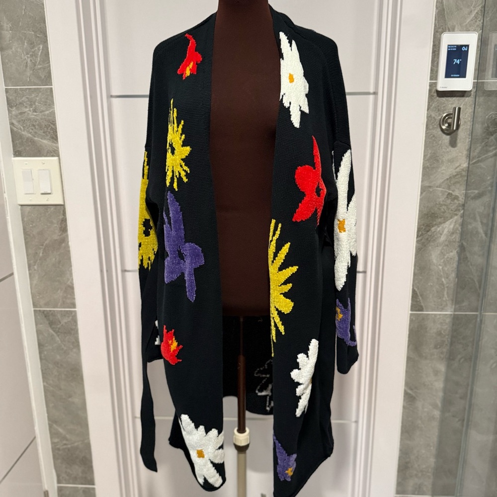Urban Outfitters Longline Floral Chenille Cardigan Size M/L - Picture 8 of 10